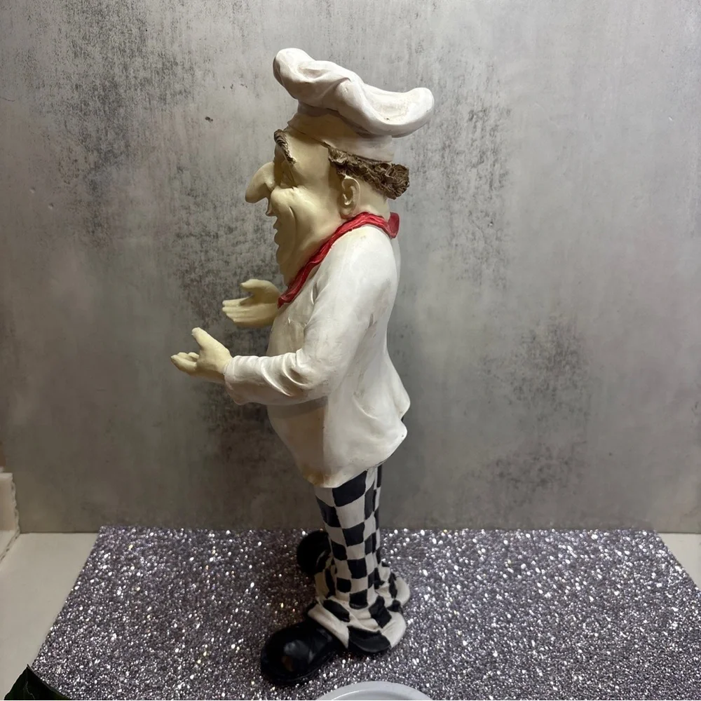 Unk Ceramic Chef Figurine with Red and Pink Grapes